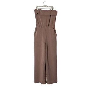 Spanx AirEssentials Strapless Wide Leg Jumpsuit Medium Brown Modal Pockets